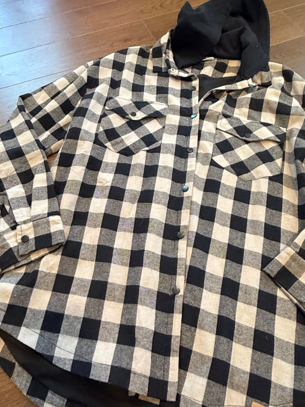 LB Collection XXL Men’s Plaid Button-Up Hoodie Shirt - C39-032 - Picture 3 of 7